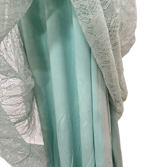 Stunning Lace A Line Spaghetti Straps Floor Length Mint Gown - Picture 13 of 16